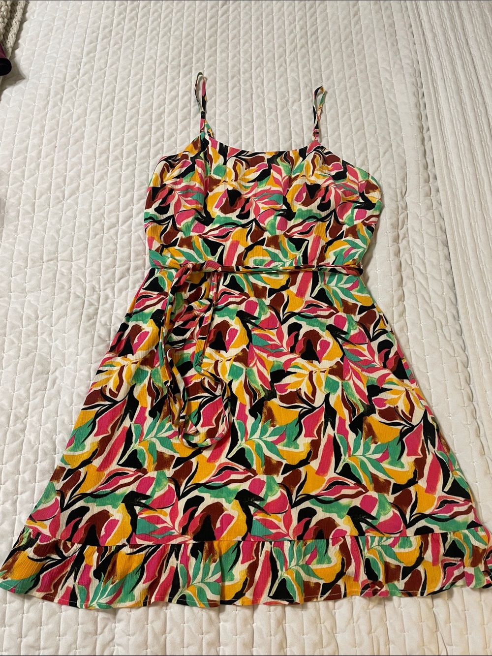 Nine West Multicolor Floral Print Spaghetti Strap Dress